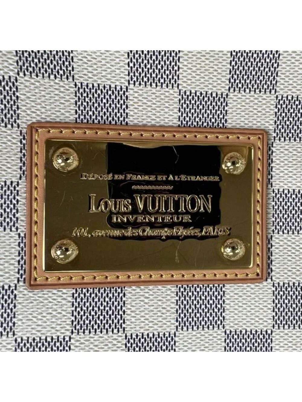Louis Vuitton Shoulder Bag Galleria PM Damier Azur Canvas White Gold
